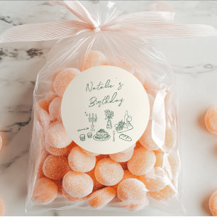 Adesivo Redondo Janto de Aniversário do Tableware, Desenho Verde E