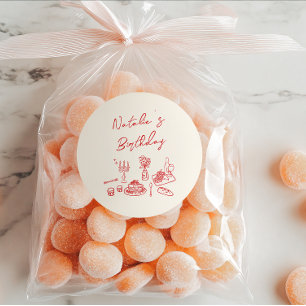 Adesivo Redondo Janto de Aniversário do Tableware Divertido Desenh