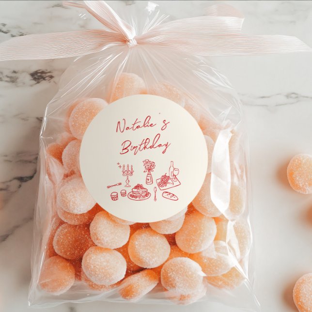 Adesivo Redondo Janto de Aniversário do Tableware Divertido Desenh (Criador carregado)