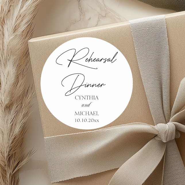 Adesivo Redondo Janto de Ensaio de Casamento de Script Manuscrito (Criador carregado)