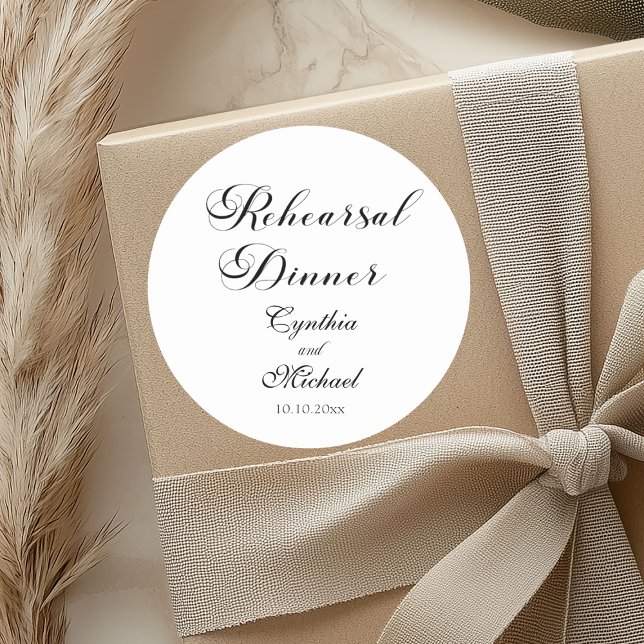 Adesivo Redondo Janto de Ensaio de Casamento de Script Moderno (Criador carregado)