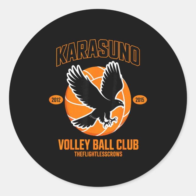 Adesivo Redondo Japanese Anime Volleyball Club Karasunooo High  (Frente)