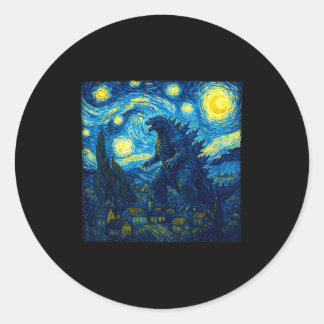 Adesivo Redondo Japanese Monster Kaiju Van Gogh Starry Night 