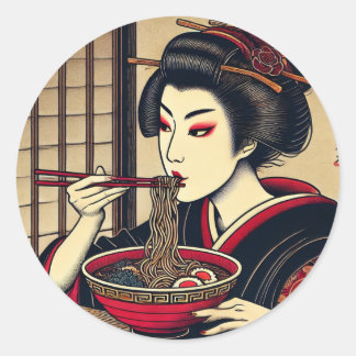 Adesivo Redondo Japanese Ramen Kabuki KImono Ukiyoe