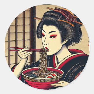 Adesivo Redondo Japanese ramen ukiyoe japan hiroshige kabuki