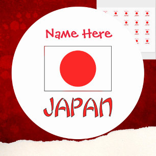 Adesivo Redondo Japão Bandeira Japonesa Vermelha Personalização