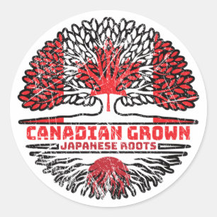 Adesivo Redondo Japão - Canadá, Canadá, Canadá - Bandeira de Raíze