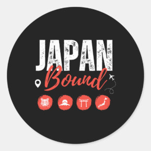 Adesivo Redondo Japão Vinculou Tóquio Viagem de Férias Corresponde