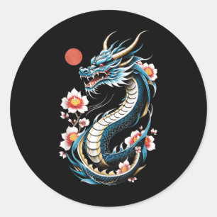 Adesivo Redondo Japonês - Aestic Dragon Japonês Art Japan Tatto