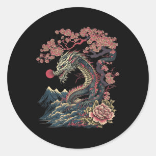 Adesivo Redondo Japonês - Aestic Dragon Japonês Art Japan Tatto