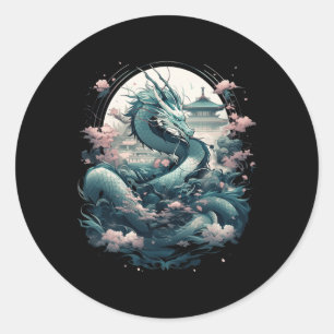 Adesivo Redondo Japonês - Aestic Dragon Japonês Art Japan Tatto