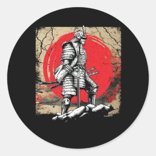Adesivo Redondo Japonês Art Samurai Vintage Fighter Retro Martial