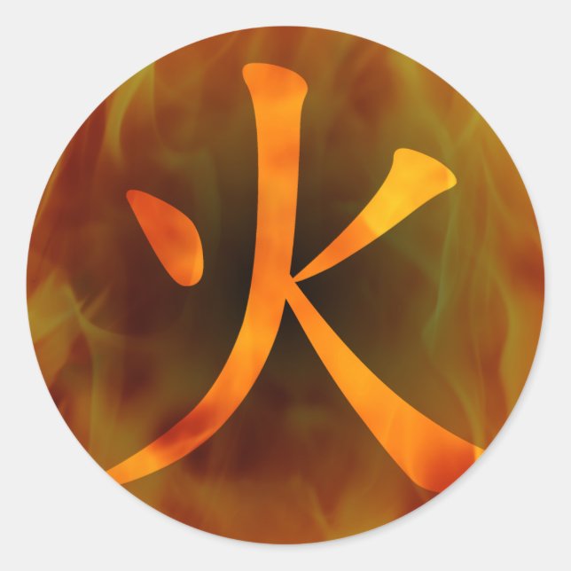 Adesivo Redondo Japonês / Chinês "Fire" (Frente)