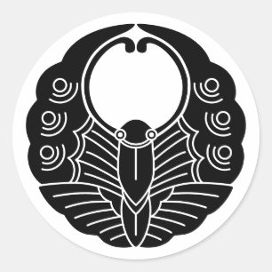 Adesivo Redondo Japonês Family Crest-Butterfly
