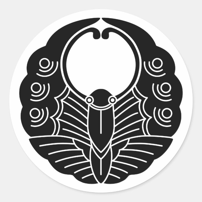 Adesivo Redondo Japonês Family Crest-Butterfly (Frente)