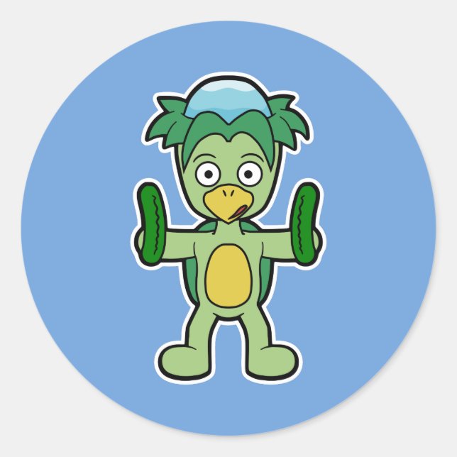 Adesivo Redondo Japonês Kappa Yokai (com pepinos!) (Frente)