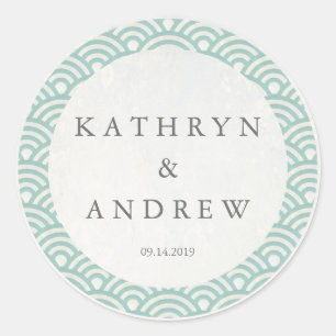 Adesivo Redondo Japonês Seigaiha Onda Nomes Personalizados+Casame