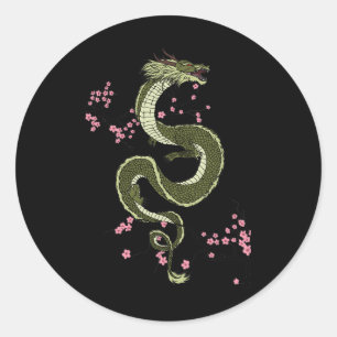 Adesivo Redondo Japonês Tokyo Dragon Asian retrô estilo 80 3