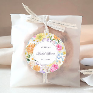 Adesivo Redondo Jardim Brilhante Flores Primavera Verão Chá de Noi