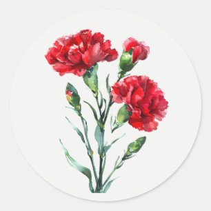 Adesivo Redondo Jardim de Cravos Vermelhos Arte Floral