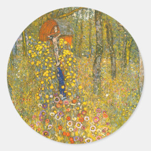 Adesivo Redondo Jardim de Fazenda Gustav Klimt com Crucifix