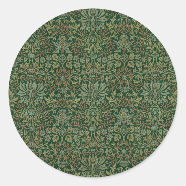 Adesivo Redondo Jardim de Flores William Morris -Verdes (Frente)