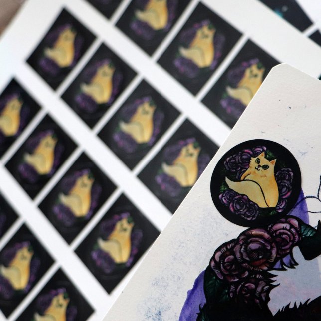 Adesivo Redondo Jardim de Gatos Kitty (Criador carregado)