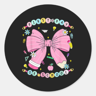 Adesivo Redondo Jardim De Infância Do Lápis Do Arco Coquette De Vo