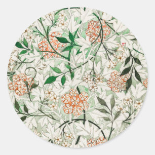 Adesivo Redondo Jardim de Jasmim William Morris Flor Clássica