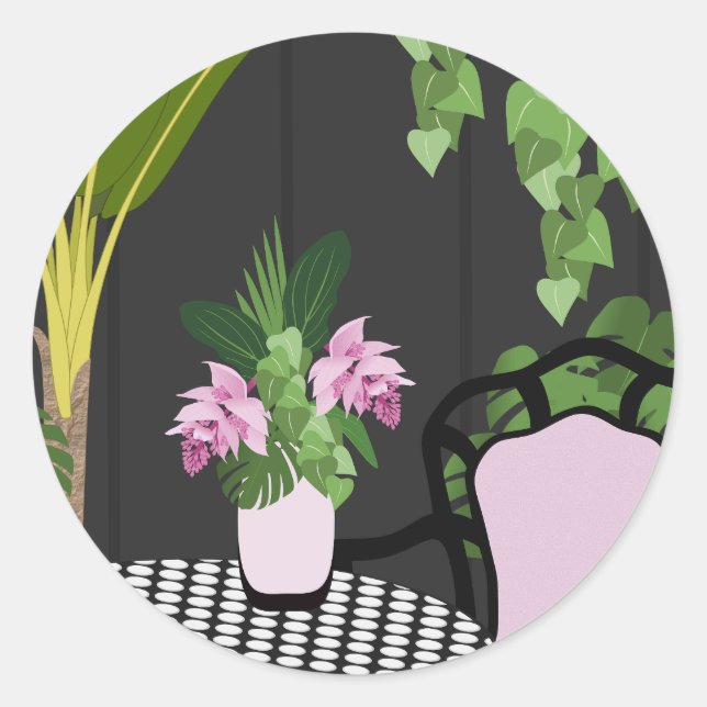 Adesivo Redondo Jardim de Mesa Medinilla (Frente)