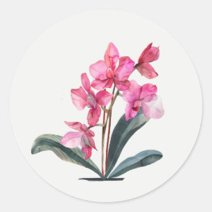Adesivo Redondo Jardim de Orquídea Rosa Arte Floral