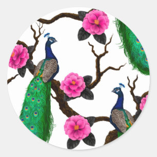Adesivo Redondo Jardim de Peacock