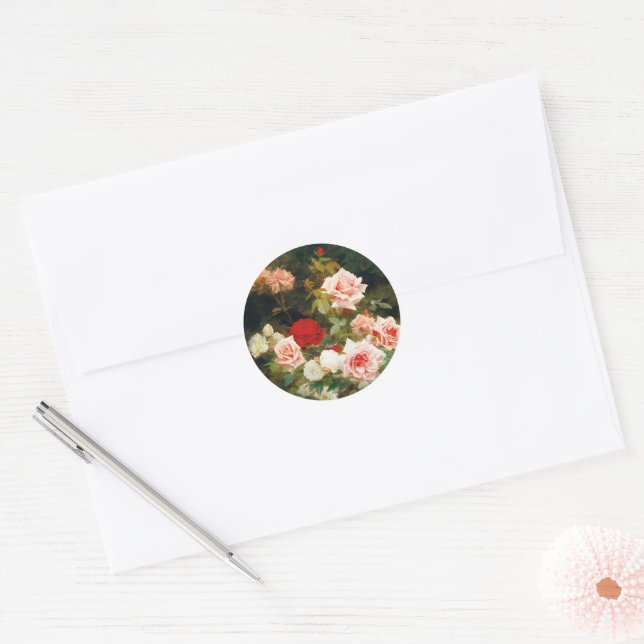 Adesivo Redondo Jardim de Rosa (1902) (Envelope)