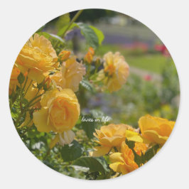 Adesivo Redondo Jardim de Rosas Amarelas