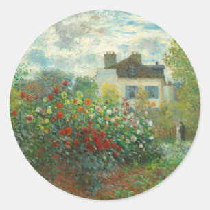 Adesivo Redondo Jardim do Artista Monet em Argenteuil Pintura