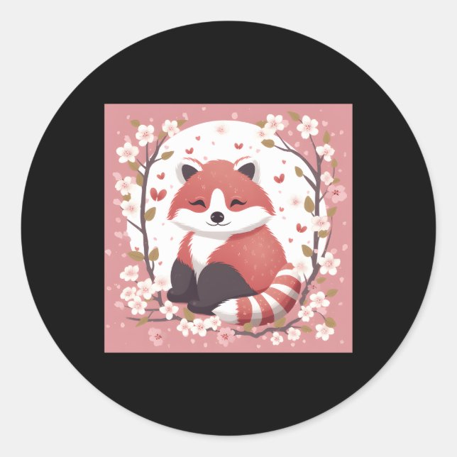 Adesivo Redondo Jardim do Flor Vermelho Adorável (Frente)