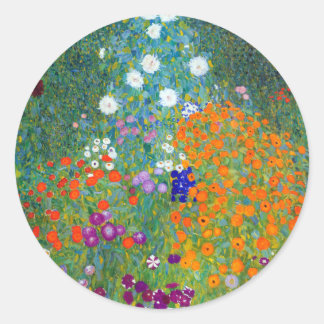 Adesivo Redondo Jardim Flor, Gustav Klimt