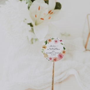 Adesivo Redondo Jardim Floral Afterglow Favor de Casamento