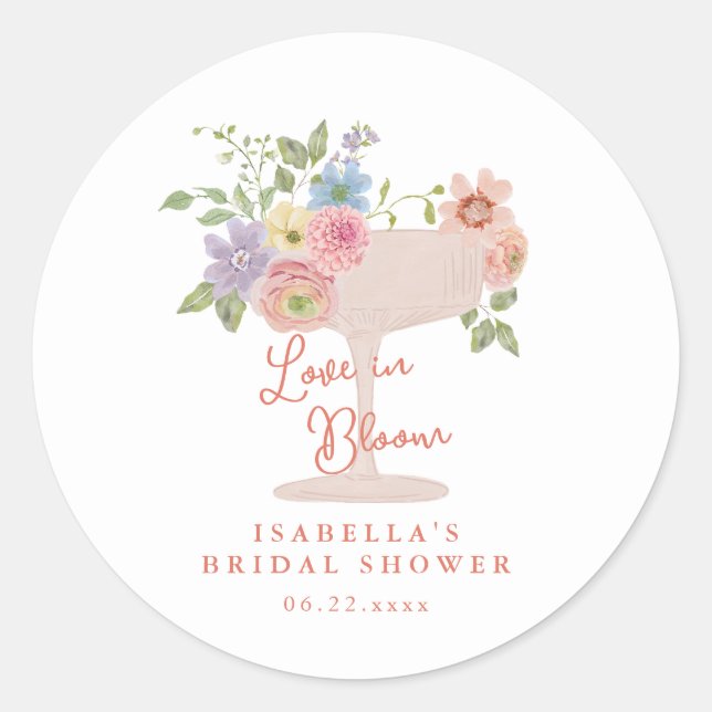 Adesivo Redondo Jardim Floral Amor em Flor Bridal Shower (Frente)