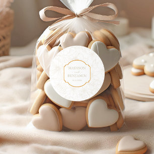 Adesivo Redondo Jardim Floral Elegante Dourado Casamento Marfim An