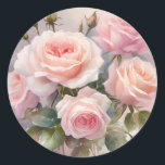 Adesivo Redondo Jardim Floral Rosa Rosa Elegante<br><div class="desc">Este elegante design floral apresenta um delicado buquê de rosas cor-de-rosa macio, perfeito para adicionar um toque romântico e eterno ao seu evento especial. Quer seja usado para casamentos, chás de panela, aniversários ou outras celebrações, as cores suaves e o estilo clássico irão elevar sua papelaria ou decoração de eventos....</div>