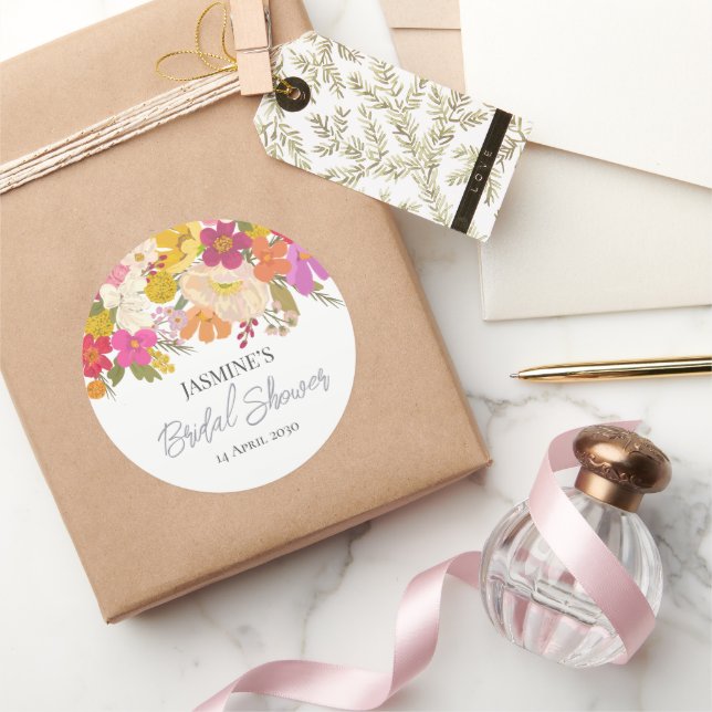 Adesivo Redondo  Jardim Floral Verão Chá de Noiva    (Presentear)