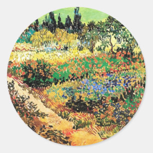 Adesivo Redondo Jardim Florido com Caminho, Vincent van Gogh