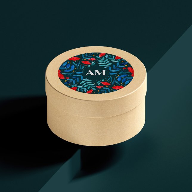 Adesivo Redondo Jardim mágico - lacre escuro e vermelho (Criador carregado)