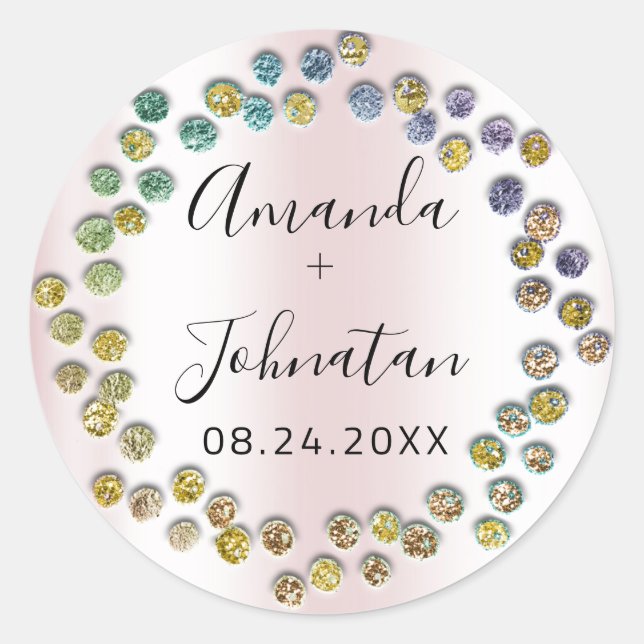 Adesivo Redondo Jardim Magro Simplesmente Nome Data Pontos Pretos  (Frente)