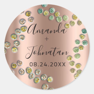 Adesivo Redondo Jardim Pontos Abstratos Nome Data Rosa Preta 