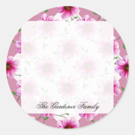 Adesivo Redondo Jardim Românico Rosa Dahlia Flor em qualquer Cor