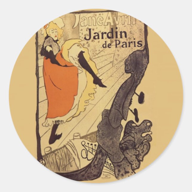 Adesivo Redondo Jardin de Paris - Toulouse-Lautrec (Frente)