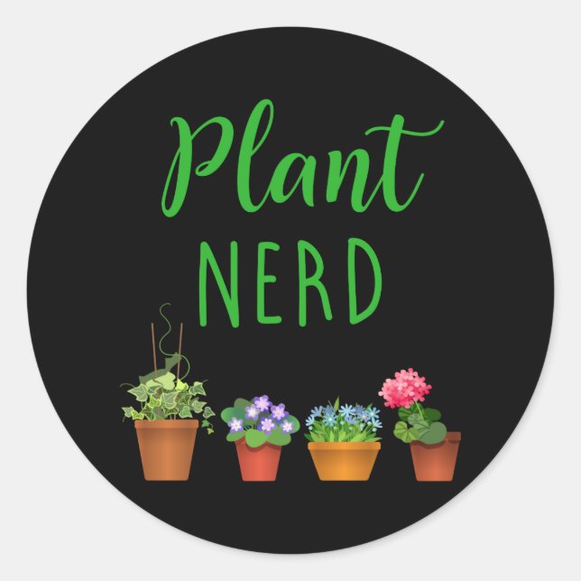 Adesivo Redondo Jardinagem Funny de Nerd e Planta Familiar (Frente)