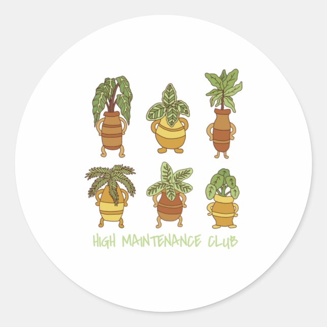 Adesivo Redondo Jardinagem Funny Plant do High Maintenance Club (Frente)